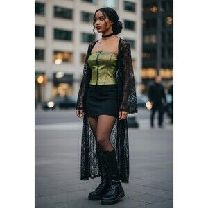 Basic Pleasure Mode Dolls Kill Foil Metallic Tube Top Womens 8 Green Y2K FallOut